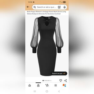 Chic Black Long Sleeve Dress with Sheer Accents